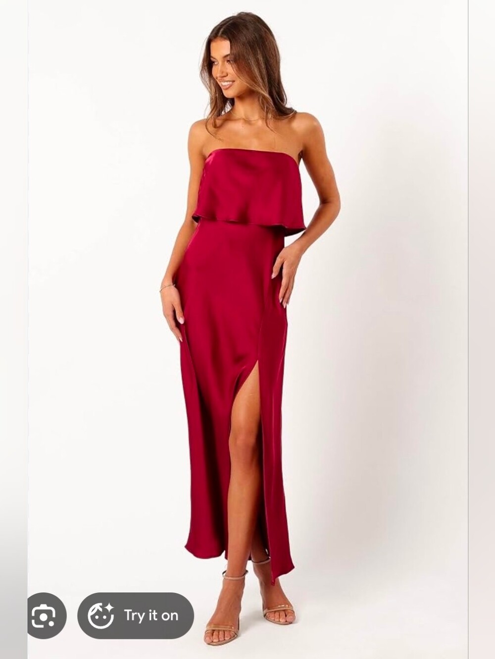 Petal & Pup Vienna Strapless Maxi Dress Burgundy Size Small NWT Return